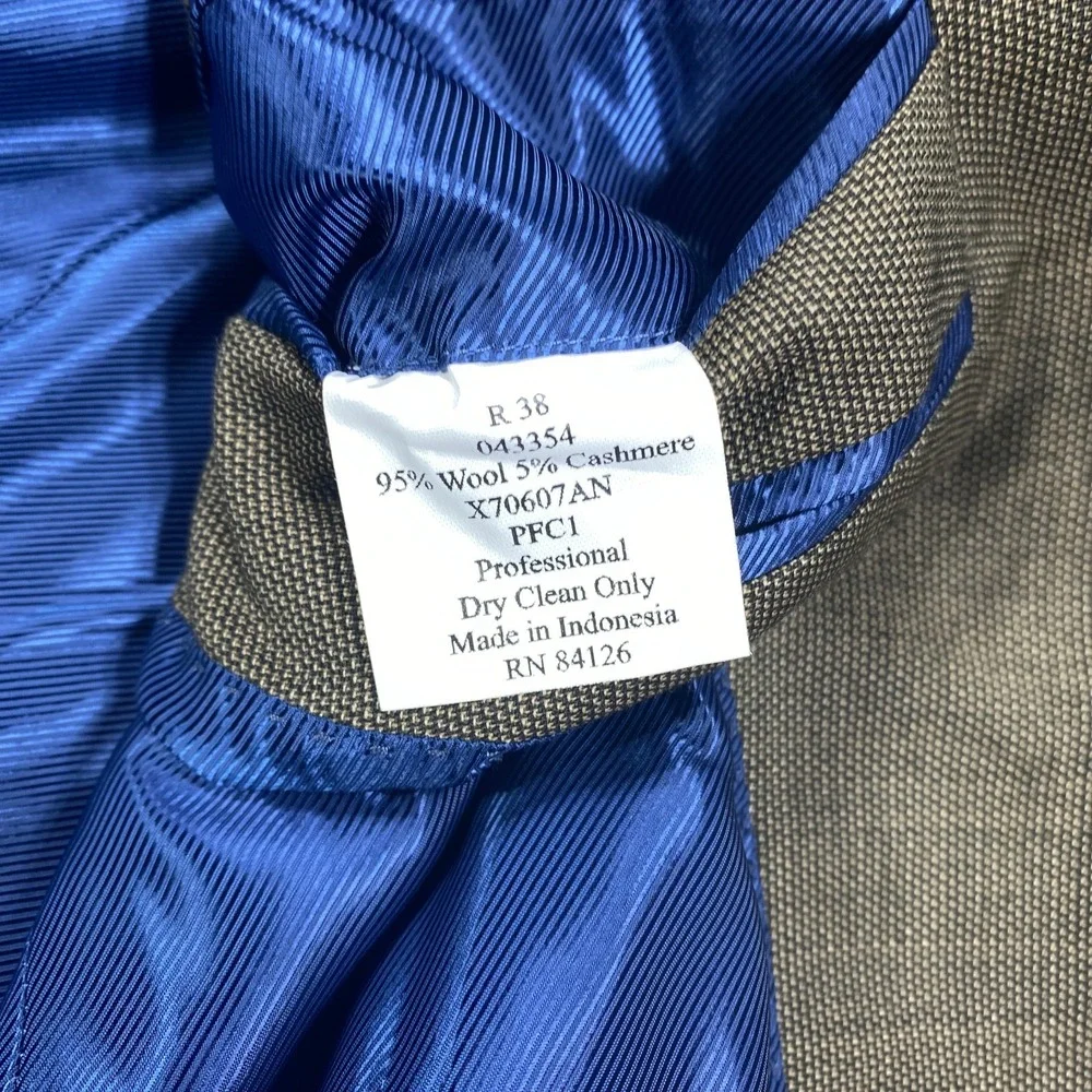 Paul Frederick Sport Coat Blazer Men 38R Birdseye Check Wool Cashmere Jacket
